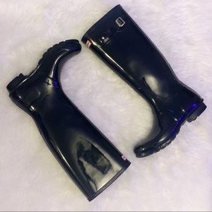 Hunter Boots - Black Refined Gloss Tall Size 10
